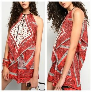 Pinko Red Asymmetrical Bandana Top Sz XS/S